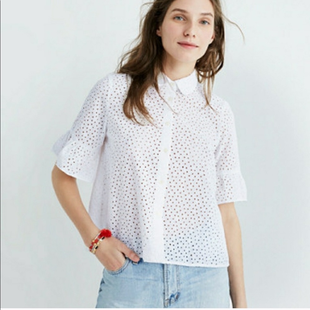 Madewell Eyelet Bell-Sleeve Shirt